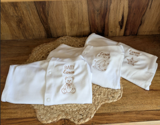 3 Piece Personalised Baby Sleepsuit Set